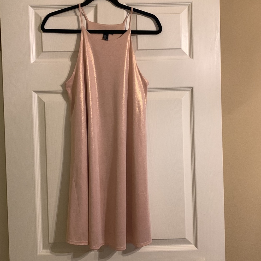 Forever 21 Pink Pearlescent Spaghetti Strap Shift Mini Dress